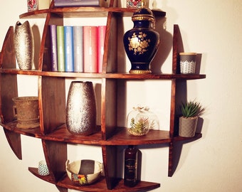 Round shelf - bookshelf, sphere, display, floating| Rundes schwebendes Buchregal.