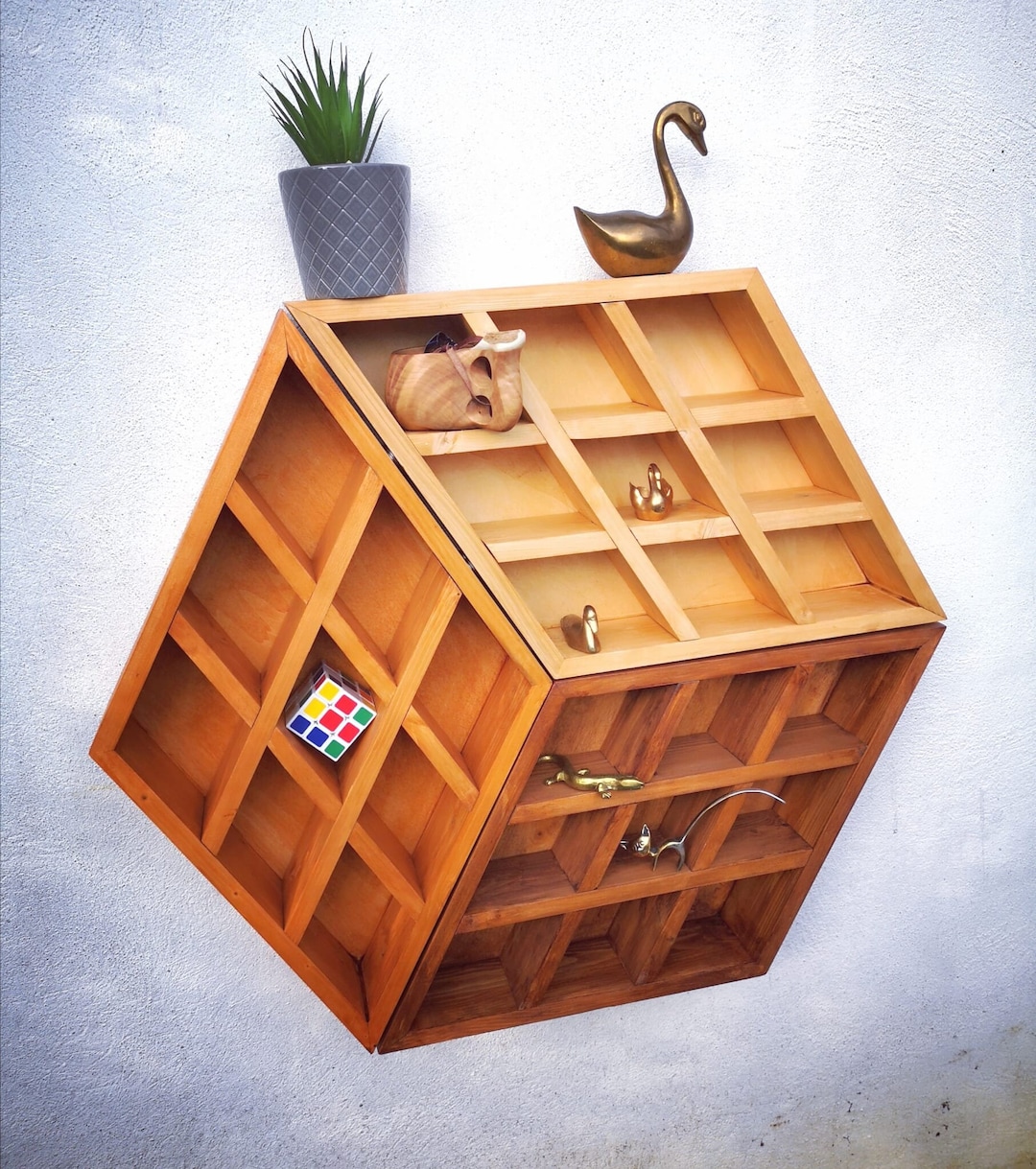 Spice Rack / Miniature Display Shelf / Rubik Cube Shelf/ 3D Illusion ...
