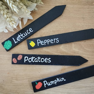 Slate vegetable plant markers, Father's Day gardening gift, hand painted veggie labels, grow your own, allotment owner present, veggie patch