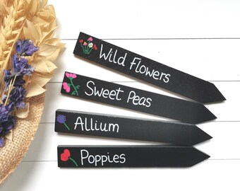 Slate plant markers, personalised plant labels, hand painted flower marker, gardening allotment gift, garden decor accessories, flower names
