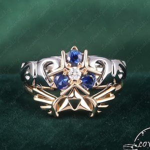 2PCS Triforce Zora's Sapphire Spiritual Stone Diamond / Moissanite  Ring 14K Gold Legend of Zelda Inspired Ring Video Game Engagement Ring