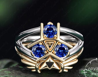 2PCS Zora's Sapphire Spiritual Stone Custom Ring 925 Sterling