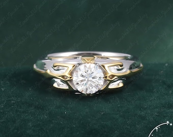 Zelda Zora Spiritual Stone Engagement Promise Custom Ring Video Game Simulated Diamond Sterling Silver Anniversary Geek Ring