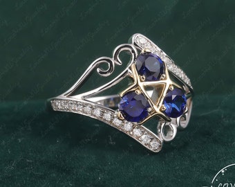 Zora's Sapphire Legend of Zelda Engagement Custom Ring Video Game 925 Sterling Silver With Simulated Sapphire Anniversary Ring
