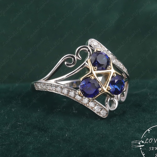 Zora's Sapphire Legend of Zelda Engagement Custom Ring Video Game 925 Sterling Silver With Simulated Sapphire Anniversary Ring