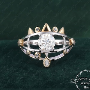 Zeleda EYE OF TRUTH Unique Design Custom Ring Sterling  Siver Gold Plated Simulated Diamond Geek Ring Engagement Ring