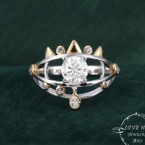 Legend of Zelda EYE OF TRUTH Unik designad specialanpassad ring 14K vitguld 1,0 karat moissanit Geek-ring Videospelsförlovnings-vigselring