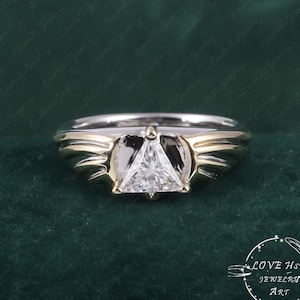 Gary Design Legend of Zelda 1.0ct Moissanite Ring 14K Two Tone Gold Custom Ring Breath of the wild Triforce Engagement Wedding Game Ring