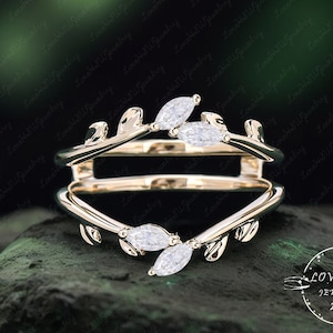 Doppelt geschwungener Ehering Weißgold vintage Marquise-Diamant Ehering stapelbar passend Braut-Hochzeitsversprechensring Jahrestagsgeschenk