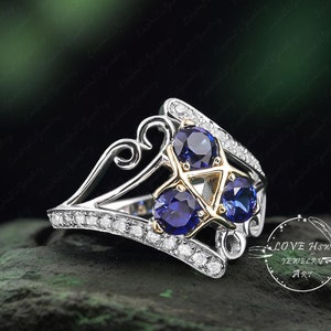 Zora&#39;s Sapphire Legend of Zelda Engagement Custom Ring Video Game 925 Sterling Silver With Simulated Sapphire Anniversary Ring