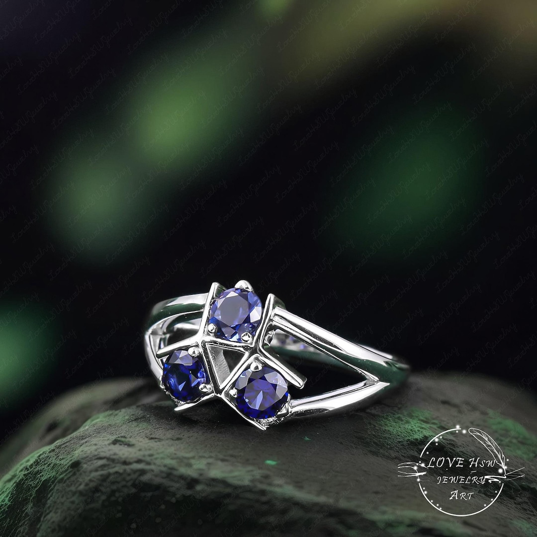 Zora's Sapphire Spiritual Three Stone Legend of Zelda Inspired