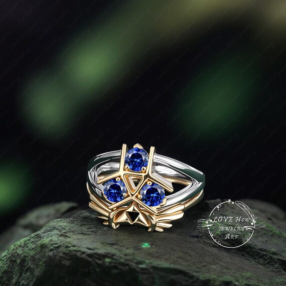 2PCS Zora's Sapphire Spiritual Stone Custom Ring 925 Sterling