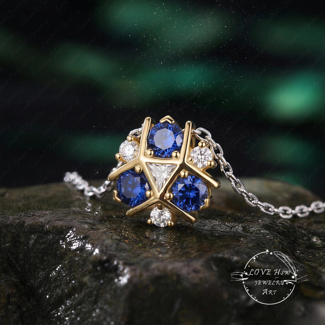 アクセサリー Alicia-shiva Triforce Zora's Pendant Sapphire Spiritual Stone Diamond