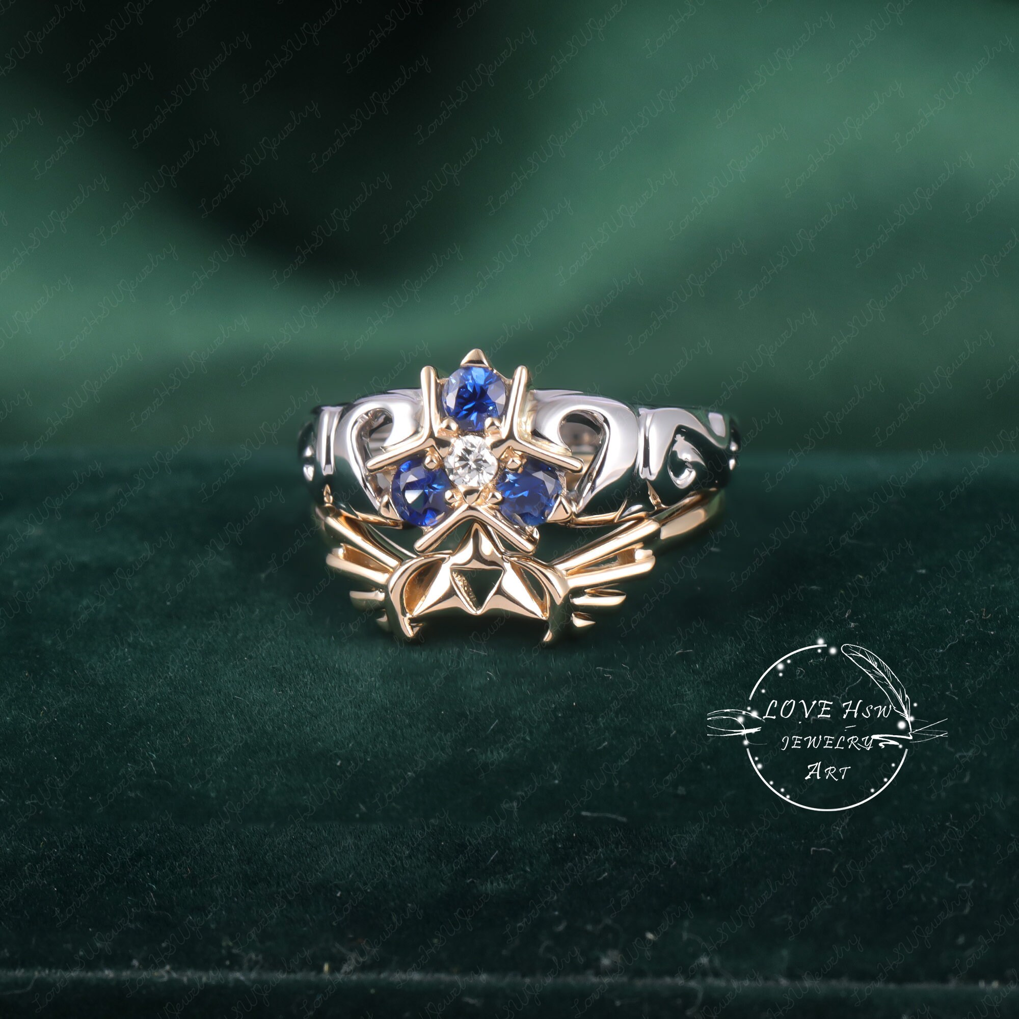 「 LOOT 」Pathos Ring Swedish 天然石サファイア Crybaby Ring With Carved Labradorite, Turquoise, and