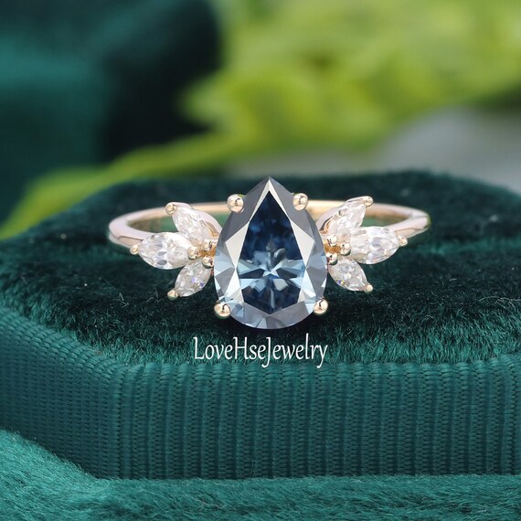 Blue sale grey moissanite