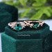 Emerald engagement ring set vintage rose gold Unique pear shape engagement ring diamond wedding ring Bridal anniversary ring gift women 