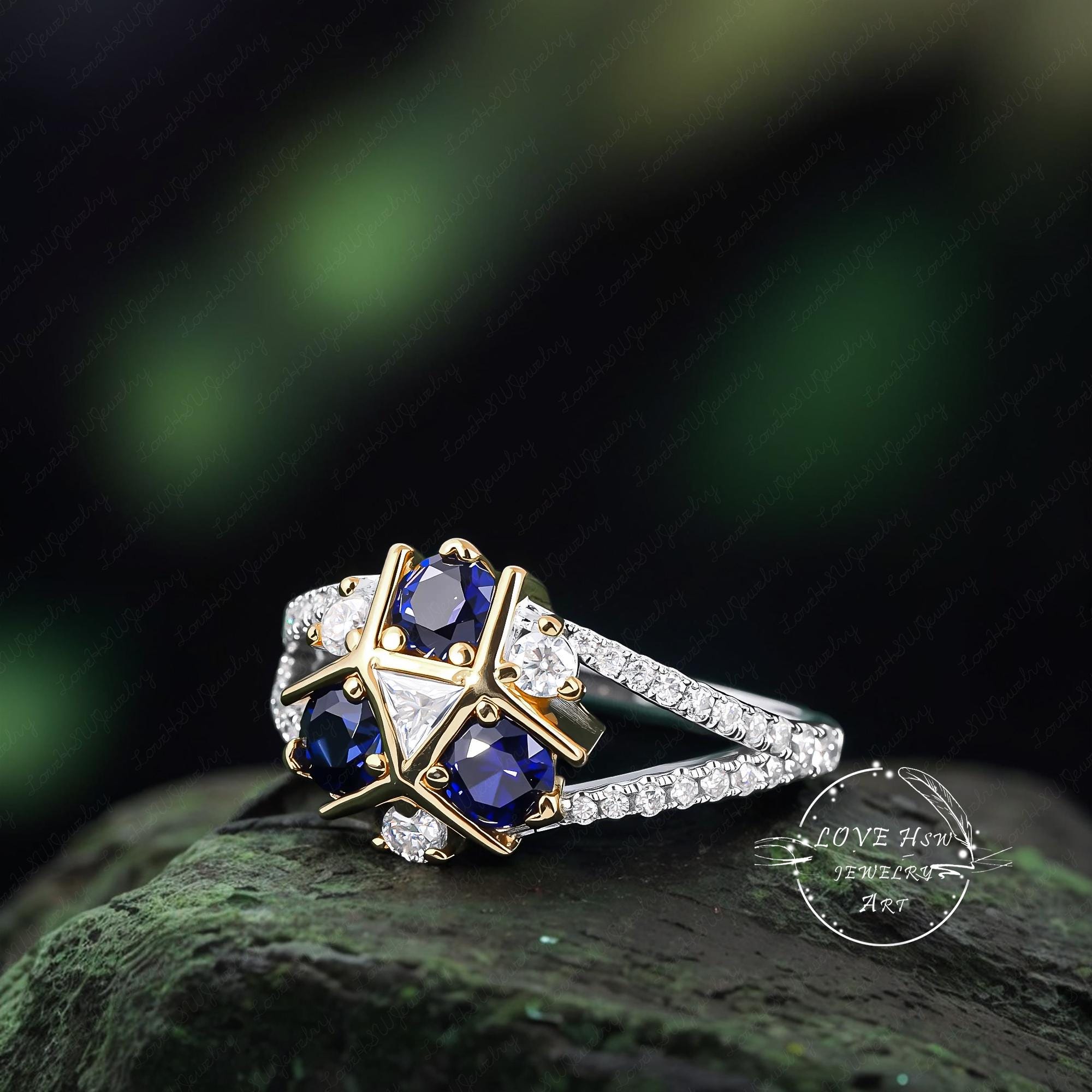 指輪・リング togo old button ring no.3 Triforce Zora's Sapphire Spiritual Stone Moissanite Custom Ring