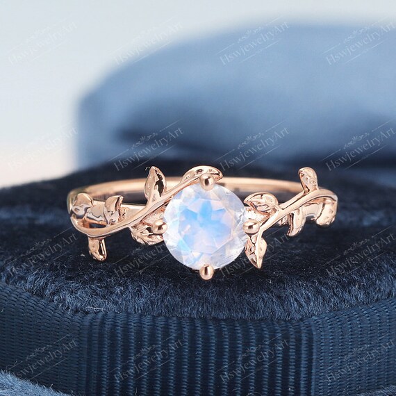 Moonstone Engagement Ring Leaf Vintage Ring Engagement Ring | Etsy
