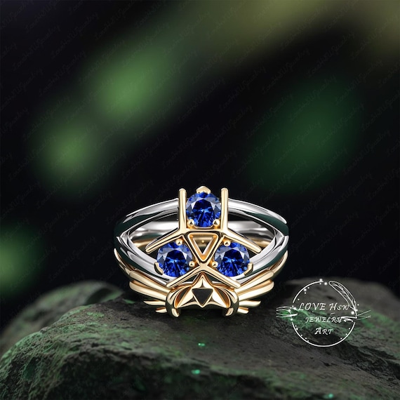 アクセサリー Alicia-shiva 2PCS Zora's Sapphire Spiritual Stone Custom Ring 925 Sterling