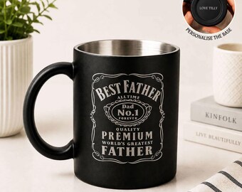 Engraved Personalised Father’s Day Gift Tea Coffee Cup With Custom Base Message