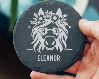 Personalized Horse Slate Coaster, Equestrian Birthday Gift
