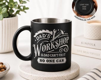 Personalised Workshop Dad Mug | Father’s Day Gift For Dad | Custom Coffee Cup | Matte Black Mug