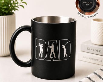 Personalised Golf Dad Mug | Father’s Day Cup | Golf Gift For Dad | Matte Black Custom Mug
