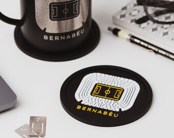Real Madrid Gift Bernabéu Football Stadium PVC Rubber Coaster Gift For Him + Mug
