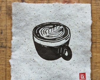 Limited edition koffie linoprint