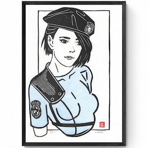 Resident evil inspired lino print Jill Valentine