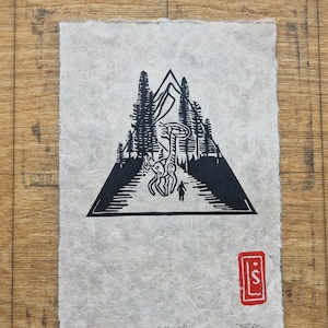 Horizon Zero Dawn inspired Lino Print: Tall neck