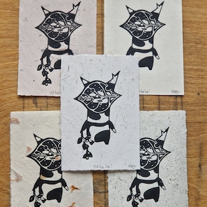 Zelda inspired Korok mini lino print