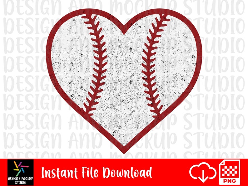 Baseball Heart PNG Digital Download Digital image Design | Etsy