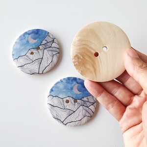 large wooden buttons, round buttons for your DIY projects image 2