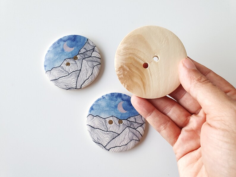 large wooden buttons, round buttons for your DIY projects image 2