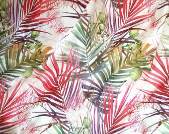 100% cotton fabric, green and pink leaves design, quilt fabric