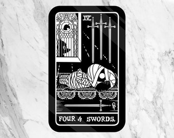 Vinyl Sticker of Lucky as Four of Swords