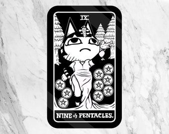 Vinyl Sticker of Ankha as Nine of Pentacles