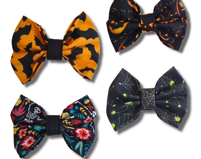 Spooky Halloween bow ties // pumpkins // spiders // bats // tiki