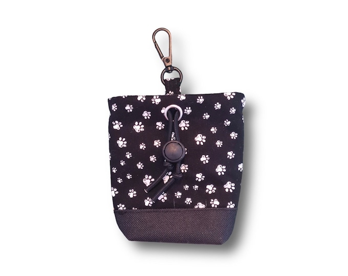 Dog treat bag with poo bag holder compartment/poo bag dispenser