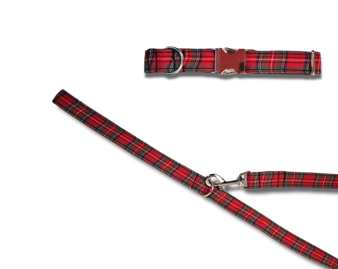 Red and Black Tartan Collar/Lead