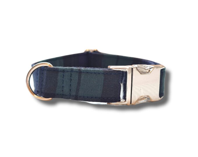 Blue/green tartan Dog collar
