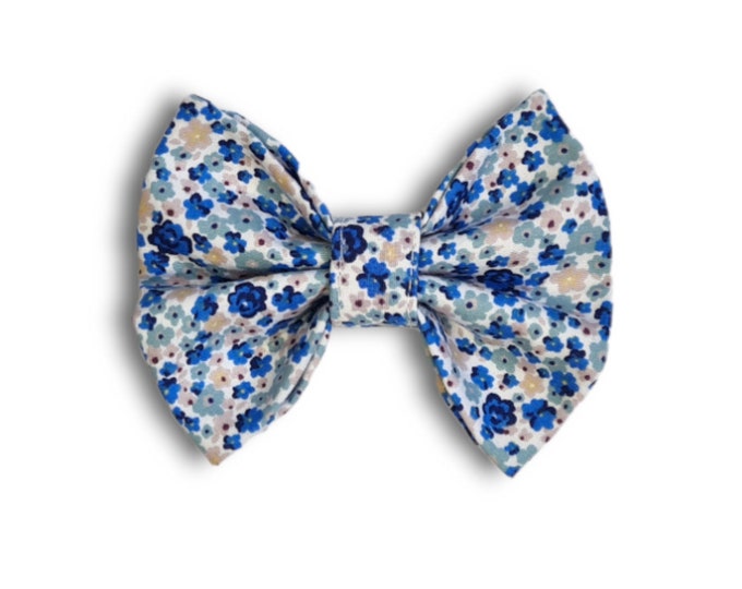 Blue Ditsy Print Dog Bow Tie