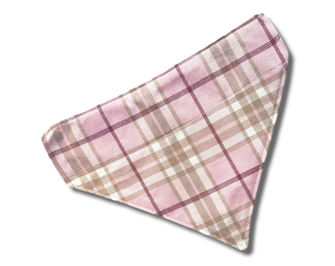 Pink and Beige Tartan Dog Bandana