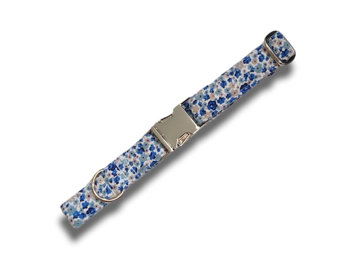 Blue Ditsy Dog collar
