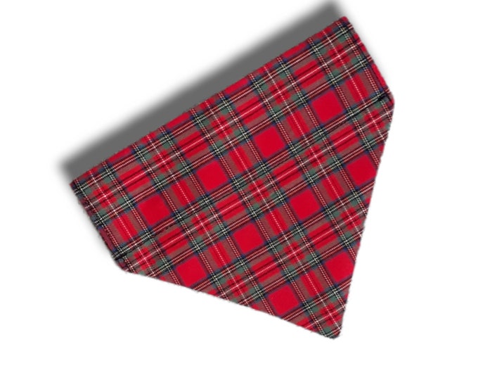 Red and Black Tartan Dog Bandana