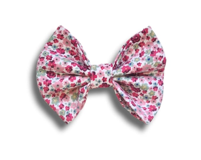 Pink Ditsy Print Dog Bow Tie