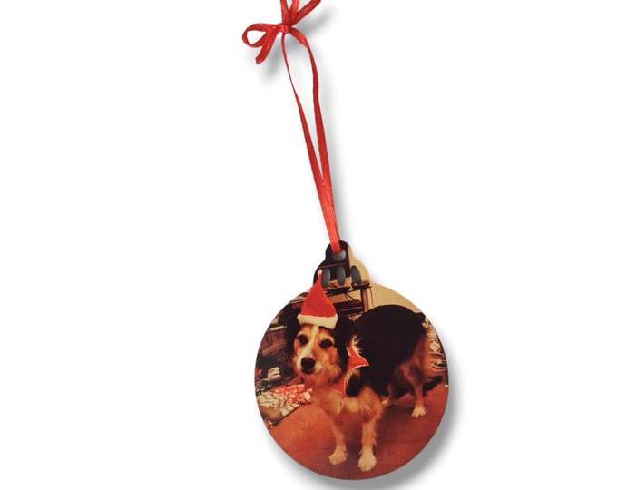 Personalised photo Christmas hanging tree ornament