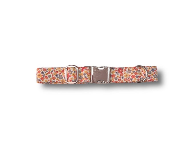 Orange Ditsy Dog collar