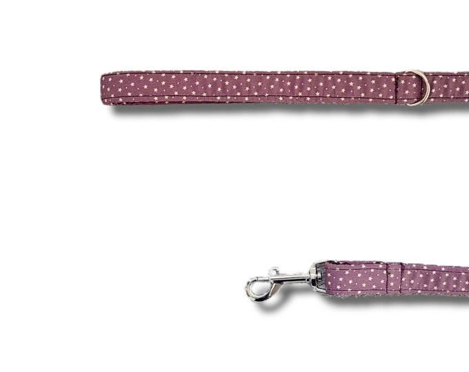 Small star and dots print dog lead, tiny stars